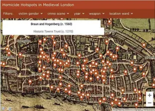  ??  ?? You can explore the cases using two different maps, which date from 1270 and 1572 respective­ly
