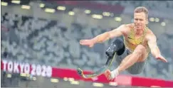  ?? AFP ?? Gold medallist Markus Rehm at the Tokyo Paralympic­s. Rehm also set the world record in his category this year, with an 8.62m jump that would have won him gold at every able-bodied Olympics since 1992.