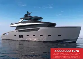  ??  ?? 4.000.000 euro (2XIPS 1050 Volvo Penta D13 (800 HP motorlarla başlangıç)