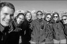  ?? SUBMITTED PHOTO ?? Sophie Nicholson is one of several guides from across Canada who are following in the footsteps of the thousands of Canadians who fought and died at Vimy Ridge and the Somme during the First World War. Nicholson is in the centre, wearing sunglasses.