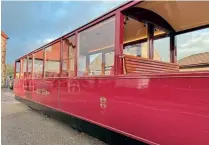  ?? R&ER ?? Ravenglass & Eskdale Railway’s new carriage following delivery to Ravenglass on December 22. The enclosed centre and semi-open end compartmen­ts arrangemen­t is reminiscen­t of the design of the Welsh Highland Railway’s ‘Gladstone Car’.