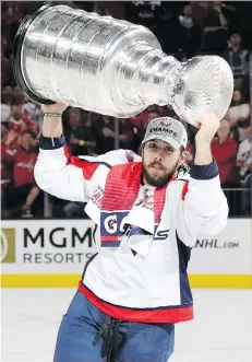  ?? LEFT: FAMILY PHOTO; RIGHT: BRUCE BENNETT/GETTY IMAGES ?? Chandler Stephenson could barely see over the Stanley Cup as a four-year-old but on Thursday night, he hoisted it over his head in triumph while doing a victory lap around the ice as a forward with the Washington Capitals.