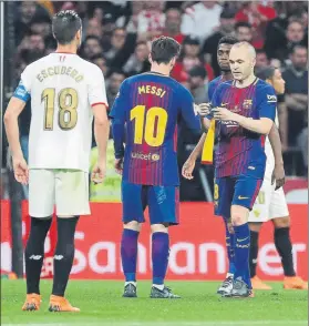  ?? FOTO: J. A. Gª SIRVENT ?? La última final de Iniesta, el 5-0 de 2018. Marcaron Don Andrés y Leo Messi