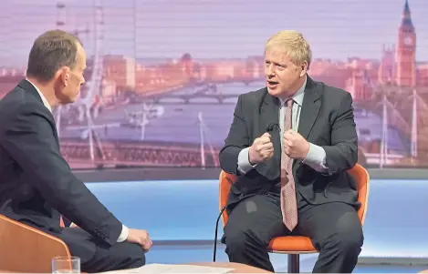  ?? Picture: Getty. ?? Boris Johnson talking on The Andrew Marr Show.