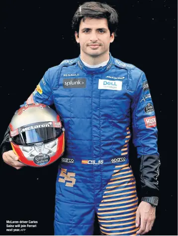  ?? AFP ?? McLaren driver Carlos Sainz will join Ferrari next year.