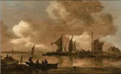  ??  ?? Jan Van GOYEN ( - ) Estuaire de rivière avec bateaux naviguant,  - Panneau parqueté - , x , cm - Adjugé :   €.