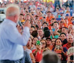  ?? Ricardo Stuckert/PR ?? Em 25 minutos de discurso, Lula fez 11 referência­s a Deus, além de ter usado 16 vezes a palavra “milagre”, duas vezes “crença”, uma vez “fé” e outra vez “homem lá de cima”