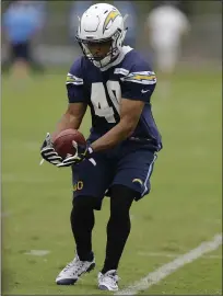  ?? GREGORY BULL - AP FILE ?? Pottsgrove product Terrell Chestnut catches a pass during San Diego Chargers minicamp on June 14, 2016, in San Diego. Chestnut’s time with the Chargers was derailed by a hamstring injury.