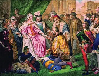  ?? ?? «Cristóbal Colón ante los Reyes Católicos», óleo del pintor español Antonio González Velázquez