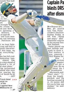  ?? AP ?? Australia’s Travis Head ducks a bouncer on second day of the second Test against New Zealand in Melbourne on Friday. —