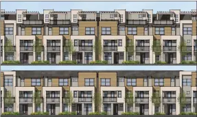  ?? COURTESY ?? A concept rendering shows two views of the exterior at 210 Baypointe Parkway in north San Jose, a residentia­l building under considerat­ion.