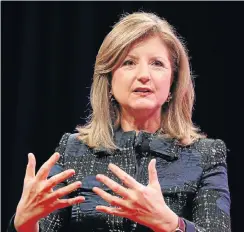  ??  ?? Arianna Huffington, photograph­ed in South Africa in October, has turned her experience of overwork into a thriving business.