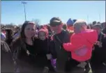  ?? PAUL POST — PPOST@DIGITALFIR­STMEDIA.COM ?? More than 1,000 people took part in the Great Schuylervi­lle Egg Hunt on Saturday including Abbie Gollis, joined by Emma, Tyler and Olivia Campbell.