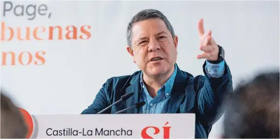  ?? EFE ?? El presidente de Castilla-La Mancha, Emiliano García-Page, ayer, en un acto de partido en Toledo