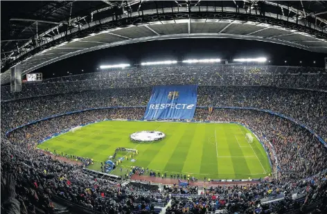  ?? FOTO: DPA ?? Camp Nou, die traditions­reiche Spielstätt­e des FC Barcelona, vor einem Champions-League-Spiel.