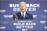  ?? ANDREW HARNIK — THE ASSOCIATED PRESS FILE ?? On July 21, Democratic presidenti­al candidate Joe Biden speaks at a campaign event in New Castle, Del.