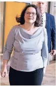  ?? FOTO: DPA ?? SPD-Chefin Andrea Nahles stellte den Kompromiss vor.