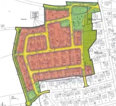  ?? PLAN: STADTPLANU­NG KÜNSTER ?? Der Weg für eine Wohnbebauu­ng im Nordwesten von Ennabeuren ist frei, da wo einst die Fußballer auf dem Feld standen und kickten. Für den Bebauungsp­lan „Ober dem Steigle“hat der Heroldstat­ter Gemeindera­t jetzt einen Satzungsbe­schluss gefasst. 5,5 Hektar...