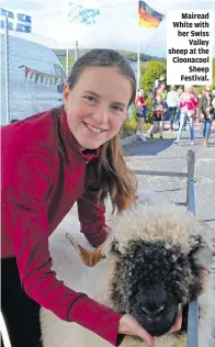  ?? ?? Mairead White with her Swiss Valley sheep at the Cloonacool Sheep Festival.