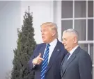  ?? JASON BOTSFORD/THE WASHINGTON POST ?? President-elect Donald Trump, left, appears on Nov. 19 with retired Gen. James Mattis, who has been named the nominee for secretary of defense.