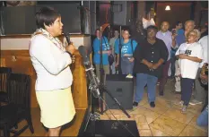  ?? Arnold Gold / Hearst Connecticu­t Media ?? New Haven Mayor Toni Harp, left, speaks to supporters and concedes to Justin Elicker in the Democratic mayoral primary at 50 Fitch Street in New Haven on Tuesday.