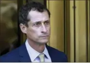  ?? THE ASSOCIATED PRESS FILE ?? Former Congressma­n Anthony Weiner leaves federal court following his sentencing in New York.