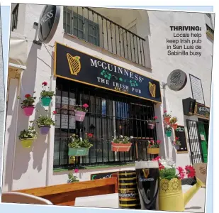  ??  ?? THRIVING: Locals help keep Irish pub in San Luis de Sabinilla busy