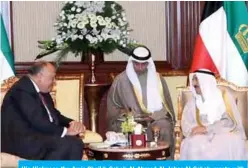  ??  ?? His Highness the Amir Sheikh Sabah Al-Ahmad Al-Jaber Al-Sabah meets with Egypt’s Foreign Minister Sameh Shoukry.