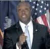  ?? AP FILE ?? Sen. Tim Scott, R-S.C., delivers the Republican response to President Joe Biden’s speech to a joint session of Congress on Wednesday.