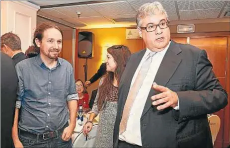  ?? Guillermo Navarro ?? Pablo Iglesias, durante la entrega del premio literario Valera a Juan Manuel de Prada en 2018