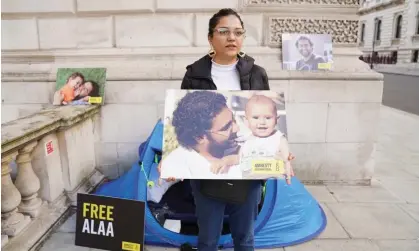  ?? Photograph: Stefan Rousseau/PA ?? Sanaa Seif, the sister of Alaa Abd el-Fattah, at a protest in London last month.