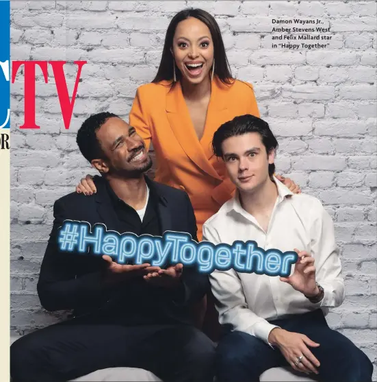  ??  ?? Damon Wayans Jr., Amber Stevens West and Felix Mallard star in “Happy Together”