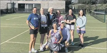  ?? ?? LINING UP CourtX v Lee 2nds (from left): Sue Price, Clare Keiditsch, Wendy Evans, Patsy Scarboroug­h, Chloe Efford, Tiffany Dinsdale. Kneeling Barbara Parodi, Lynn Candlish