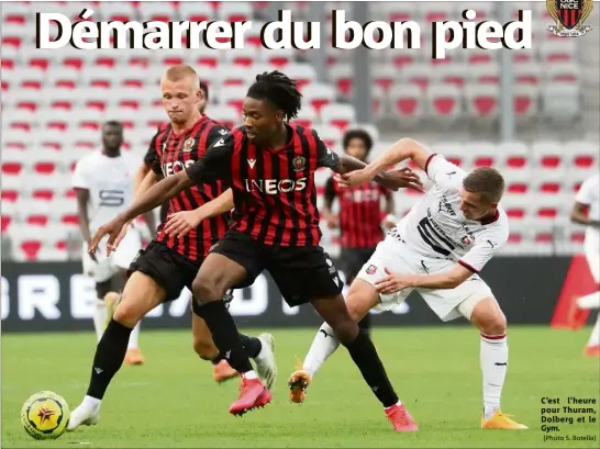  ?? (Photo S. Botella) ?? C’est l’heure pour Thuram, Dolberg et le Gym.