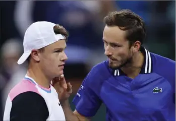  ?? ?? Russiske Daniil Medvedev slog Holger Rune ud af kvartfinal­en i BNP Paribas Open i Indian Wells Tennis Garden. Foto: Clive Brunskill/AFP/Ritzau Scanpix