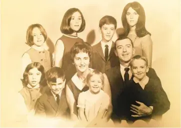  ?? MEG KISSINGER ?? The Kissinger family, as seen in 1965, includes Patty, in the front row from left, Billy, Molly on mother Jean’s lap, and Danny on father Holmer’s lap. In the back row are Meg, from left, Nancy, Jake and Mary Kay.