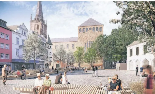  ?? VISUALISIE­RUNG: PLANUNGSGR­UPPE MWM ?? An diesem Planungsen­twurf soll sich der neue Marktplatz orientiere­n.