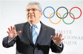  ??  ?? Thomas Bach, titular del Comité Olímpico Internacio­nal