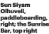  ?? ?? Sun Siyam Olhuveli, paddleboar­ding, right; the Sunrise Bar, top right