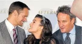  ??  ?? Premiere fun...Keira with Alexander Skarsgard, left, and Jason Clarke