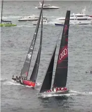  ??  ?? A series of video stills shows just how close it was; note how LDV Comanche is forced to luff up in the final frame to avoid hitting Wild Oats XI’s transom