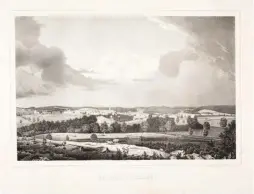  ??  ?? Drawn by Fitz Henry Lane (1804-1865), Millbury Village. Lithograph on paper, 123⁄16 x 1615⁄16 in. Lithograph by Moore’s Lithograph, Boston. Courtesy of American Antiquaria­n Society.