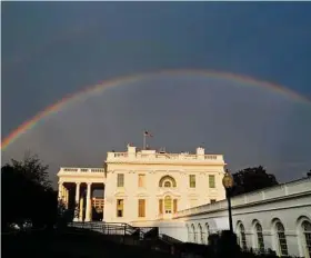  ?? Alex Brandon / Associated Press ?? A double rainbow is seen over the White House during a rainstorm last Thursday. Theoretica­lly, you intern there if you’re ready to craft an applicatio­n full of said rainbows.