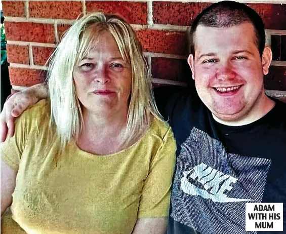  ?? ?? ADAM WITH HIS MUM
Cruel separation: Alison with her autistic son Adam, then aged 19. Now 30, he is incarcerat­ed in high-security Rampton where notorious Charles Bronson (inset, far left) was once a patient