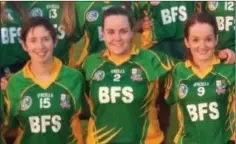  ??  ?? Knockanann­a’s Kellie Byrne (centre) has been nominated for the national Soaring Stars award in camogie.