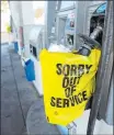  ?? Las Vegas Review-journal ?? K.M. Cannon
Gas pumps sit empty at the Chevron station at Bonanza Road and Martin Luther King Boulevard on Monday.