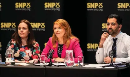  ?? Photograph: Getty Images ?? Kate Forbes, Ash Regan and Humza Yousaf at SNP leadership hustings on 4 March in Inverness.