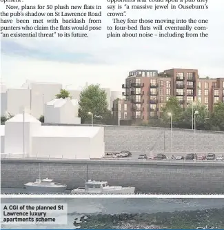  ??  ?? A CGI of the planned St Lawrence luxury apartments scheme