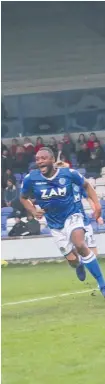  ?? Peter Hilton Photograph­y ?? Tyrone Marsh celebrates after scoring against Swindon