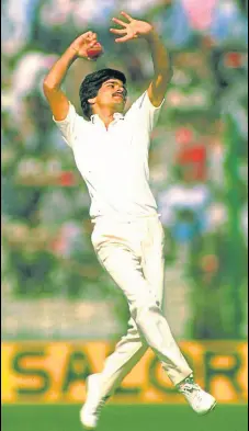  ??  ?? ■ A file photo showing Gopal Sharma in action during a Test match. COURTSEY: TWEITTER.COM Sharma who took 353 wickets in 104 first-class matches, besides hitting two fighting centuries with the willow.